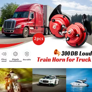 2x 300DB super loud 12v train horn tricycle truck whistle waterproof horn - Picture 1 of 10
