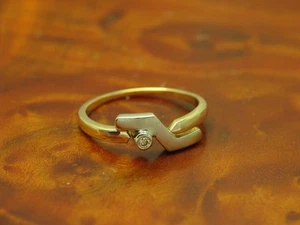14kt 585 Bicolour Gold Ring With Brilliant Decorations/ Diamond/ 2,1g/ Rg 51,5 - Picture 1 of 6