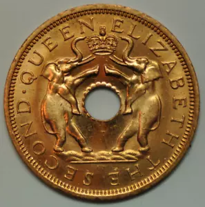 Rhodesia & Nyasaland; Penny 1962 ELEPHANTS KM#2 Red UNC #mw14453 - Picture 1 of 2