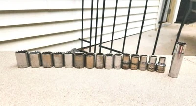 Vintage Lot of 19 Craftsman -V- and =VV= Series Sockets 1/2" Drive Free Shipping - Image 1 of 4