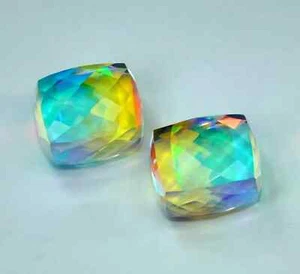 Quarzo mistico arcobaleno naturale 98 ct taglio cubo pietra preziosa sfusa non trattata (coppia 2) - Foto 1 di 5