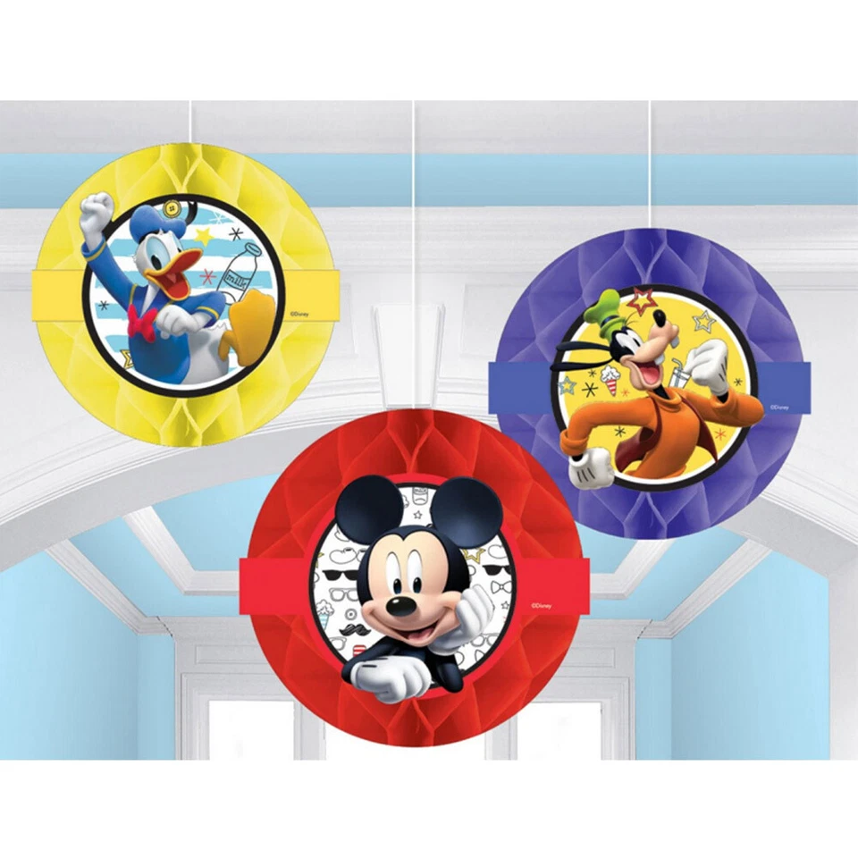 Mickey Mouse Party Supplies Honeycomb Decorations 3 Pack Donald Goofy Birthday - Image 1 of 1
