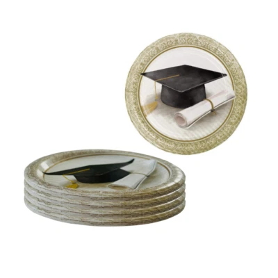 Graduation Classic 7-inch Dessert Paper Disposable Plates – 24 Count - Image 1 of 4