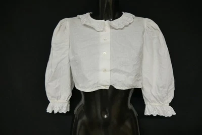 Gr.42 Dirndlbluse weiß Bluse für Dirndl Baumwolle mit Spitze B11230 - Bild 1 von 4