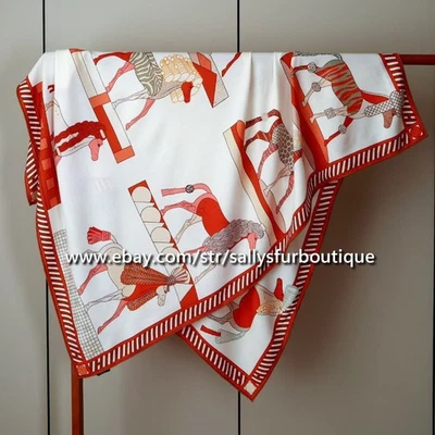 2025 Sallys 70% Cashmere 30% Silk Wrap Scarf Horses Print Double Face Shawl 53" - Image 1 of 4