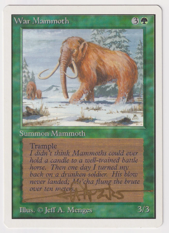 Gold Signed War Mammoth LP Unlimited Artist Jeff A. Menges 1993 WOTC MTG Magic! - Image 1 of 2