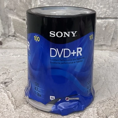 New Sony DVD+R AccuCore 100 Pack Recordable Discs 120 min 4.7 GB 1-16x Speed - Image 1 of 3