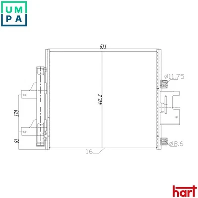 CONDENSER AIR CONDITIONING 631 260 FOR JAGUAR 204PT 2.0L 4cyl XJ306DT 3.0L 6cyl - Image 1 of 4
