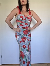 Dita Von Teese Silk Novelty Gown &bull; Old Hollywood 1940 &bull; Rare Collector Dress US8