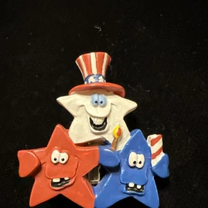 Goofy Stars Fourth Of July Pin Red White Blue Hat Smiles (Lot# 557) - Picture 1 of 4