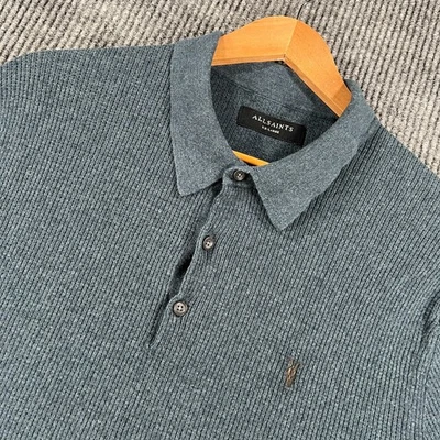 Suéter Polo AllSaints Para Hombres 2XL XXL Azul Manga Corta Informal Golf Exterior Foto 1 de 4
