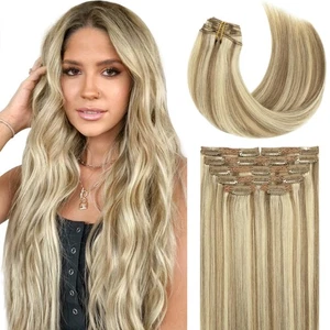 Hair Real Hair Extensions Clip In Human Hair Soft Virgin Hair For Women Light... - Picture 1 of 7