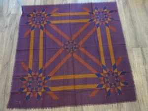 Vintage VERA Scarf ~ Geometric ~ Purple / Blue Mulitcolor ~ Acrylic ~ Square 51" - Picture 1 of 12