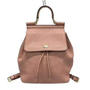 Auth DOLCE&GABBANA Sicily Pink Leather Backpack - Picture 1 of 20