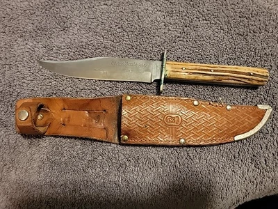 Othello Solingen Anton Wingen JR. Original Bowie Knife Pinned English Stag  - Image 1 of 4