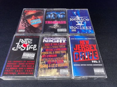 Rap hip-hop 6 soundtrack lot 2pac Poetic Justice Menace II Society CB4 Trespass - Image 1 of 4