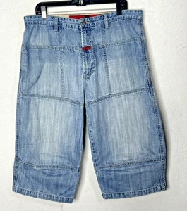 Vtg Marithe Francois Girbaud Shorts Mens 36 Blue 90s Baggy Denim Jean Y2K Faded - Picture 1 of 6