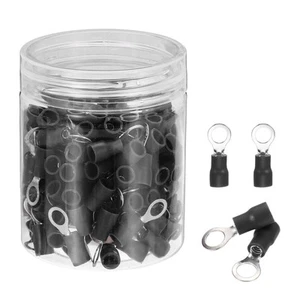 150Pcs Insulated Ring Terminal RVS2-5 16-14AWG Crimp Terminals Black - Picture 1 of 5