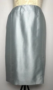 Talbots Woman Petite Spa Blue 100% Silk Pencil Front Slit Skirt Sz 20W Plus NEW - Picture 1 of 9