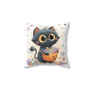 Halloween Whimsical Cat Throw Pillow and Cover Spooky Home Decor Accent Cushion - Picture 1 of 13