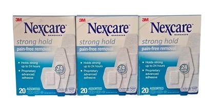 Vendajes X3 Nexcare sujeción fuerte eliminación sin dolor 20 tamaños surtidos Ea Foto 1 de 4