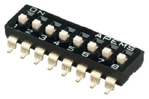 Apem DIP SWITCHES 22Pcs 8-Positions SPST Surface Mount, Raised Actuator Slide - Image 1 of 1