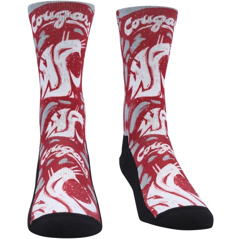 Unisex Rock Em Socks Washington State Cougars Allover Logo & Paint Crew Socks Cover