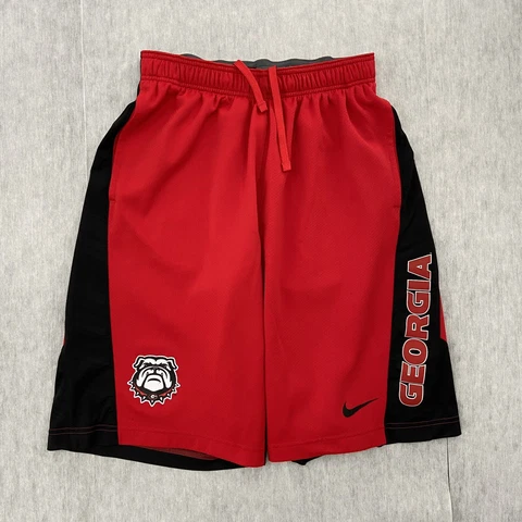 Georgia Bulldogs Shorts Adult Medium Red Nike Dri Fit NCAA Logo Drawstring Men M Cover