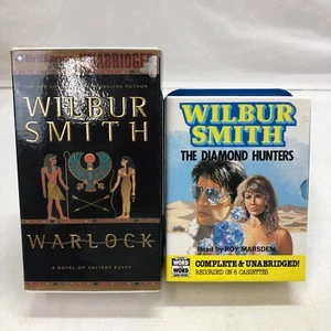 WILBUR SMITH AUDIOBOOKS WARLOCK 15 CASSETTES & THE DIAMOND HUNTERS 6 CASSETTES  - Imagen 1 de 7