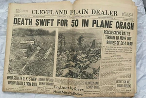 1947 DEATH SWIFT For 50 In Plane Crash DC-4 Cleveland Press Newspaper 16 Pg - Picture 1 of 3