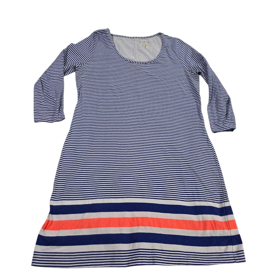 Vestido Lilly Pulitzer Shrt Mujer Azul L Algodón Manga Larga Rayas Faro Informal Foto 1 de 4