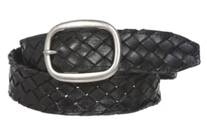 Womens 1 1/2" (38 mm) Snap On Oval Braided Woven Oil Tanned Leather Belt - Picture 1 of 32