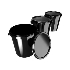 Kunststoff Eimer mit Deckel lebensmittelecht stabil luftdicht 30l 3x Schwarz - Bild 1 von 8