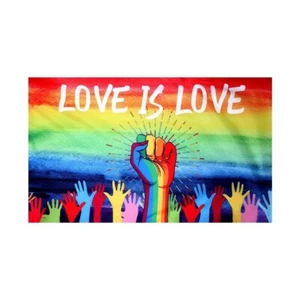 Rainbow Gay Pride Zubehör - Flagge Peace Love is Love 60 x 90 cm - Bild 1 von 1