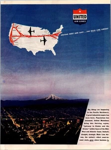 Anuncio impreso vintage de United Air Lines 1944 - Imagen 1 de 1
