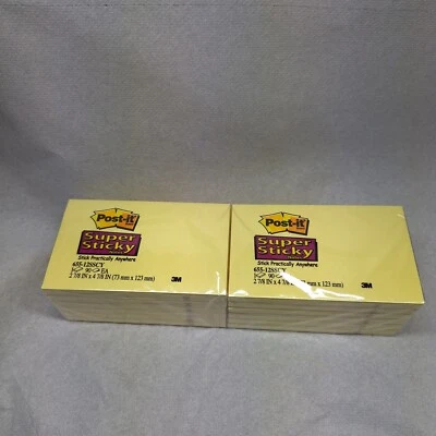  12 X Super Sticky Post-It Notes 3M Memo Pads Yellow 655-12SSCY 73 x 123mm  - Image 1 of 4