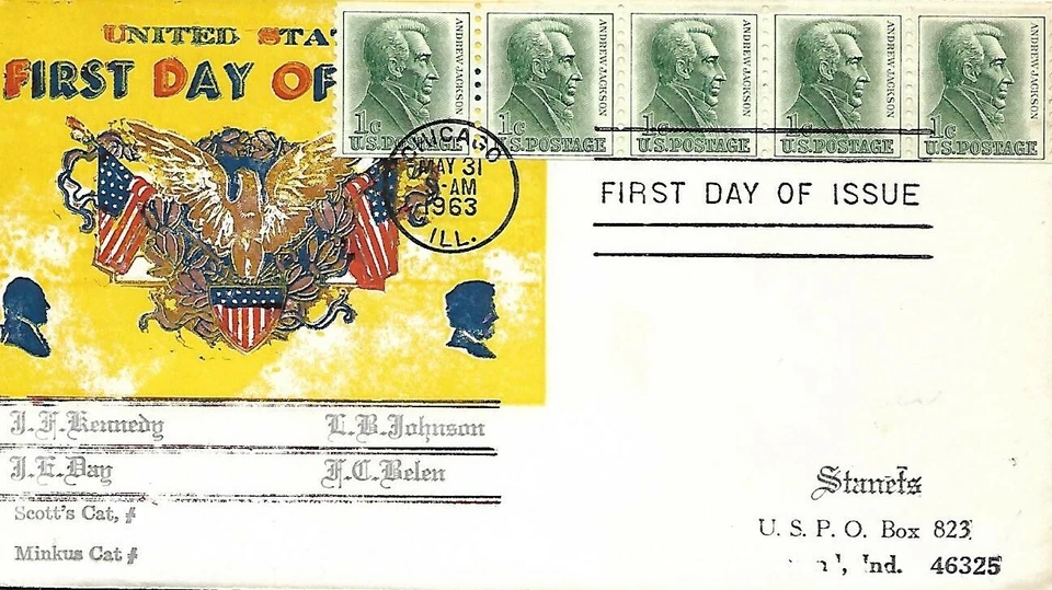 USA 1963 FDC STANLETS HOME MADE ONE OF A KIND ANDREW JACKSON + CACHET - Image 1 of 1