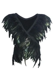 Feather Boa Ribbon Punk Gothic Shawl Crow Witch Costume for Halloween(Black) - Picture 1 of 7