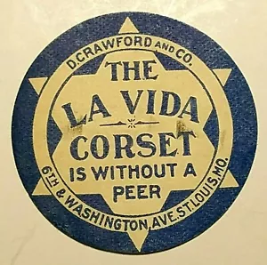 c1880s CORSETS La Vida Antique Advertising Label D Crawford Co St Louis MO 5430 - Picture 1 of 3