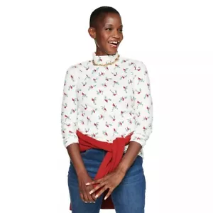 Top donna Croft & Barrow Essential manica lunga finto collo cardinale uccellino - Foto 1 di 1