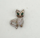Adorable broche de chat strass SPHINX vert marquise strass yeux JCS
