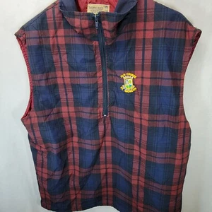Old Course St. Andrews Scotland Pro Shop Nylon 1/2 Zip Golf Vest XL Plaid - Picture 1 of 6