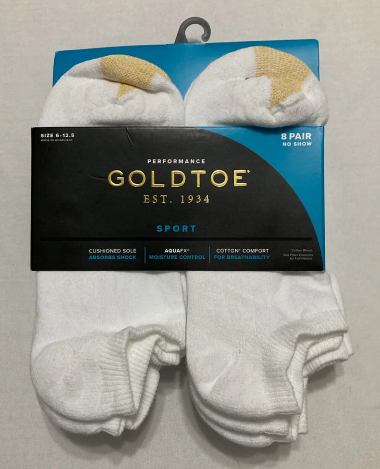 Gold Toe Men 6 Pair-pack White No Show Cotton Athletic Liner Socks Shoe 6-12