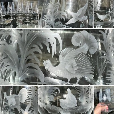 HUGE 8” BRANDY SNIFTER C1900 MOSER Rowland Ward Czech Bohemian crystal ENGRAVED - Image 1 of 4