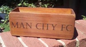 Rustic style wooden Manchester City football storage box/crate. Etihad gift. - Picture 1 of 1