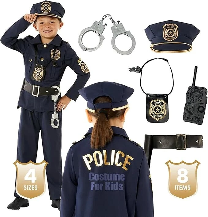 Gortykor Girls Police Officer Costume - Cop Dress Up Set With Dress, Cap, Belt & Accessories - View #10