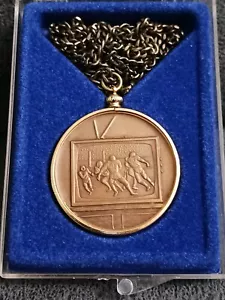 VINTAGE BRONZE COIN MEDALLION PENDANT WITH CHAIN TV FOOTBALL WIFE TRIBUTE - Picture 1 of 4