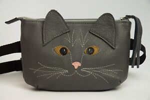 Gray Cat Leather Fanny Pack | Belt Bag Made in Ukraine