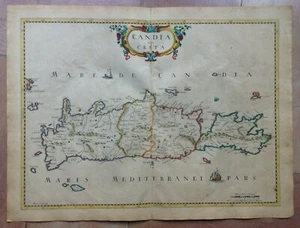 KRETA GRIECHENLAND 1650 SANSON & MARIETTE 17. JAHRHUNDERT UNGEWÖHNLICHE GROSSE ANTIKE KARTE - Bild 1 von 11