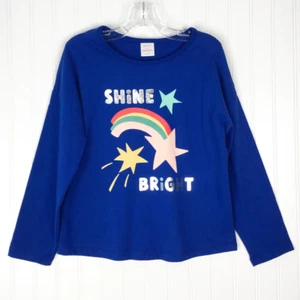 Hanna Andersson Girls T-Shirt Blue Graphic Print Shine Bright Long Sleeve 10 - Picture 1 of 4